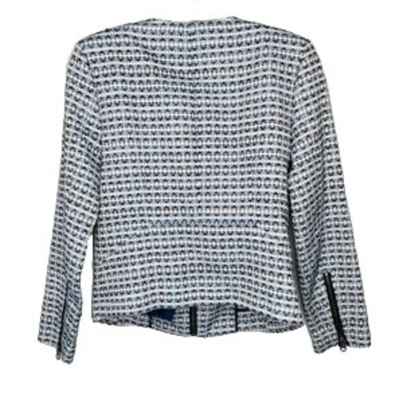 J. CREW White with Blue Hearts Full Zip Cropped Blazer, Size X Small - Picture 5 of 12